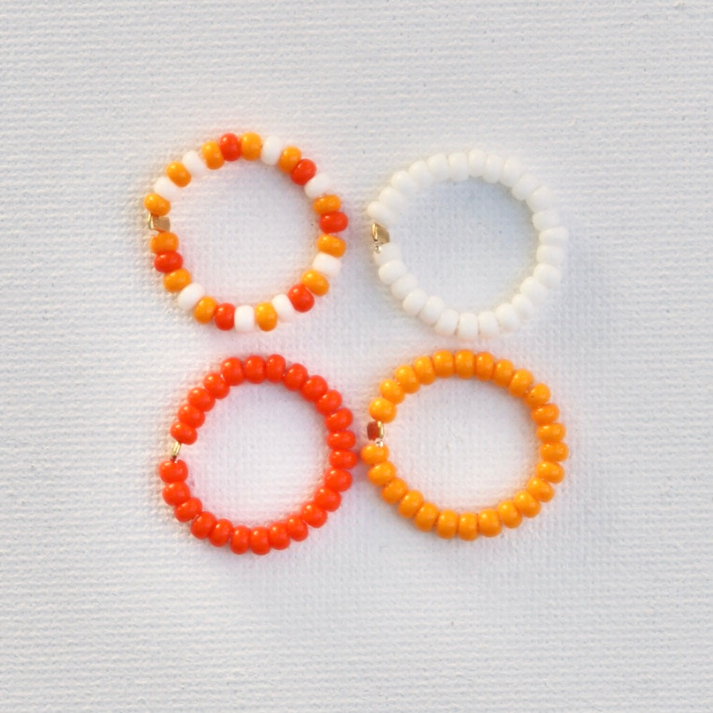 Pumpkin Patch Beaded Ring Set