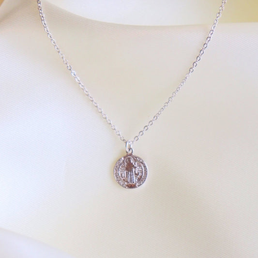 St. Benedict Silver Plate Chain Necklace