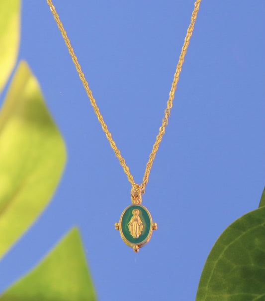 Teal Pendant 14k Gold Plated Necklace