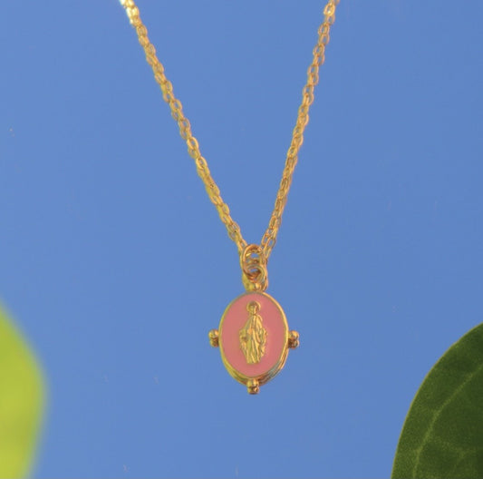 Pink Pendant 14k Gold plated Chain Necklace